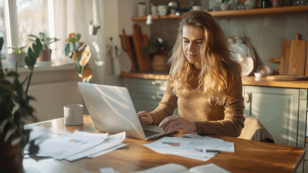 Huiseigenaar vergelijkt isolatie-offertes en opties voor isolatie subsidie in 2025 aan keukentafel